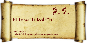 Hlinka István névjegykártya